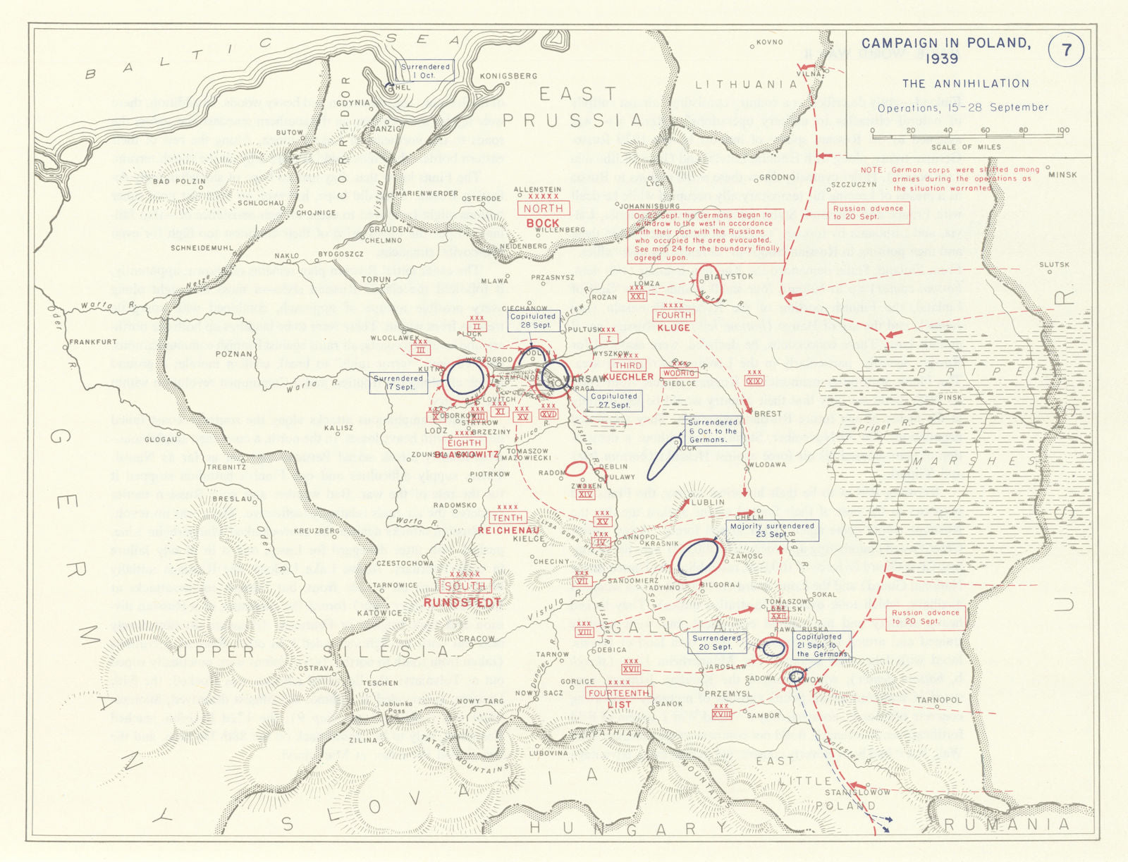 World War 2. Poland Campaign. 15-28 September 1939. Annihilation 1959 old map